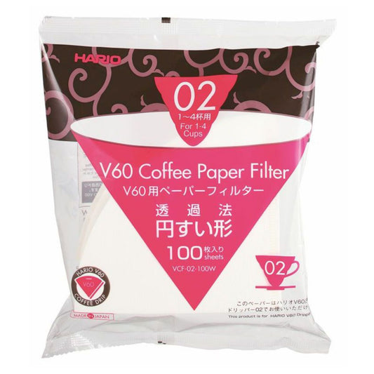 HARIO V60 PAPER FILTER 02 DRIPPER 100 SHEETS - BLEACHED (JPN)