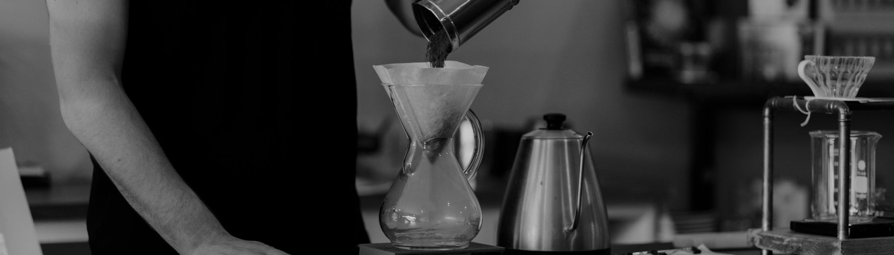 Coffee being brewed through a paper filter